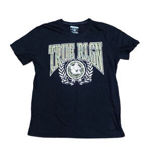 TRUE Religion T Shirt Laurel Short Sleeve BIG LOGO Black